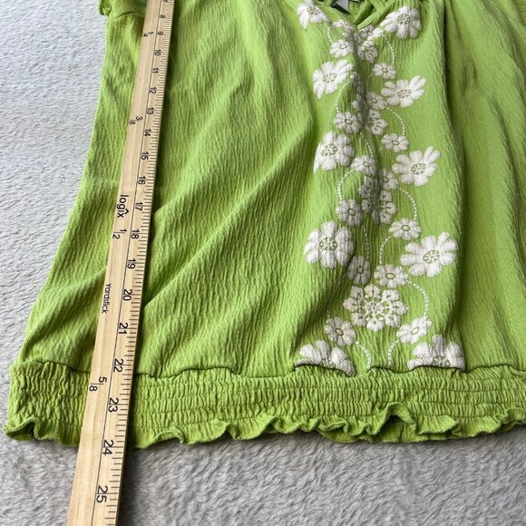 Dressbarn Sz Large Embroidered Floral Blouse With Ruffle Hem Cotton Blend Boho‎ - Picture 7 of 9